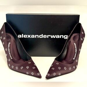 Alexander Wang Delphine Crystal Logo Pointed-Toe Heels - NEW